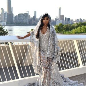 Elegant Silver Evening Gown